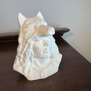 6.5" Ceramic Native American with Wolf Hat (unfinished)